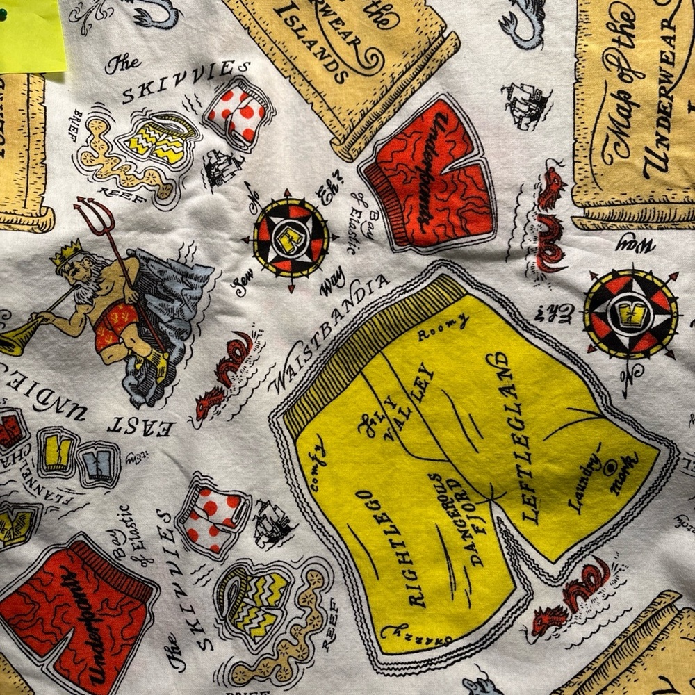 Fabric 2 yards. Map of the underwear islands